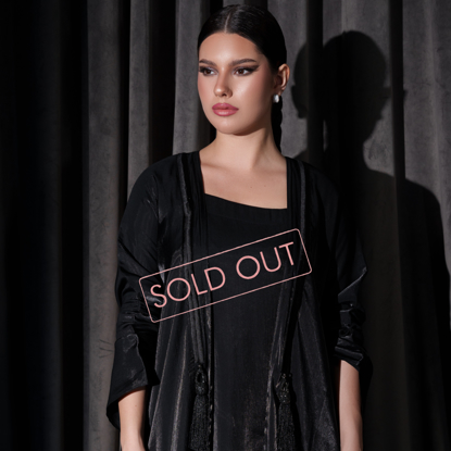 Picture of Silk Bisht Decorated with Black Fringe